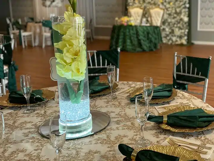Elegant tablescape centerpiece by Amore Events II, Seminole County FL